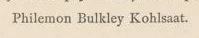 Printed line: Philemon Bulkley Kohlsaat.